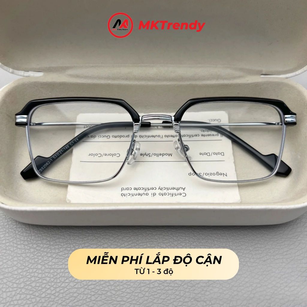 Kính cận đổi màu MKTRENDY nam nữ thời trang cao cấp gọng kim loại chống tia UV chống ánh sáng xanh X10