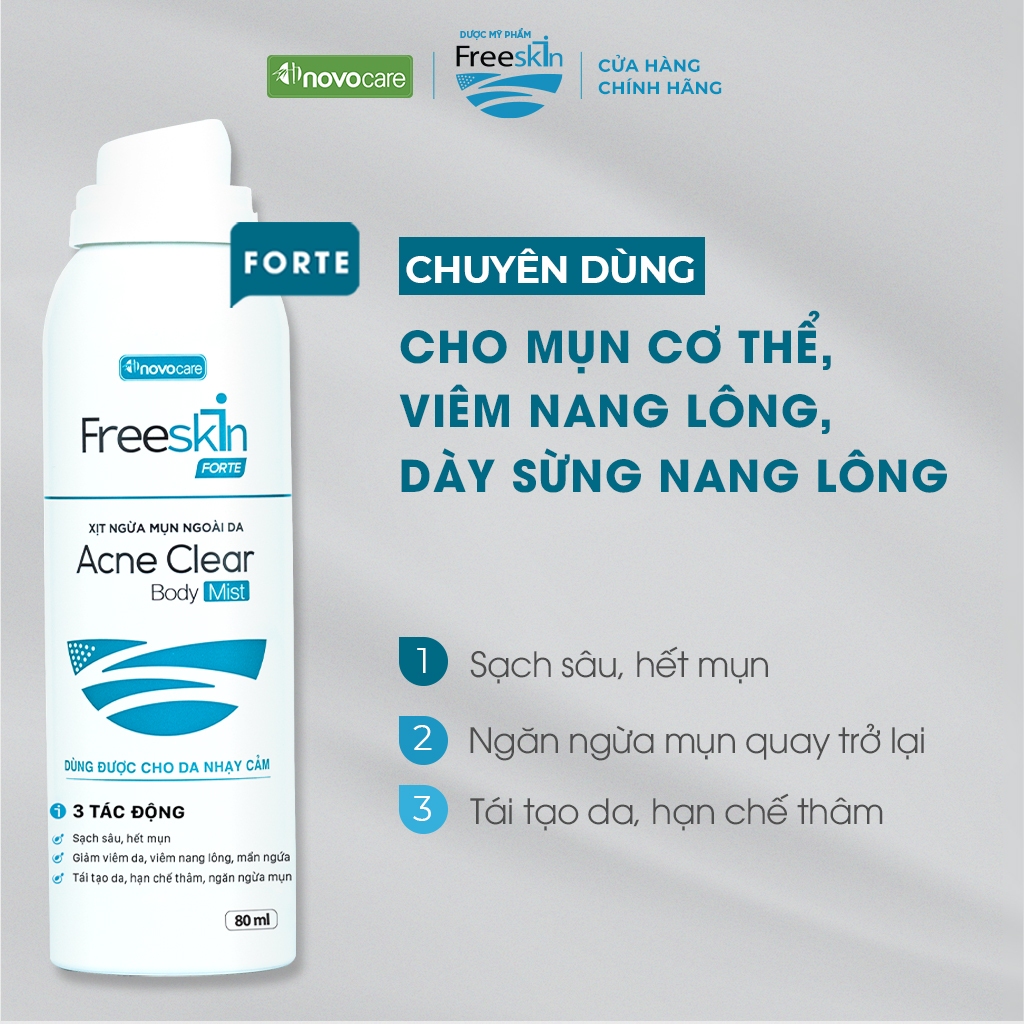 Ảnh Combo Xịt mụn Freeskin Acne Clear Body Mist 80ml & Xịt thâm Freeskin Blemish Control Body Mist 80ml 1