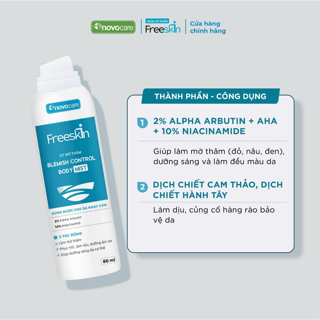 Ảnh Combo Xịt mụn Freeskin Acne Clear Body Mist 80ml & Xịt thâm Freeskin Blemish Control Body Mist 80ml 4