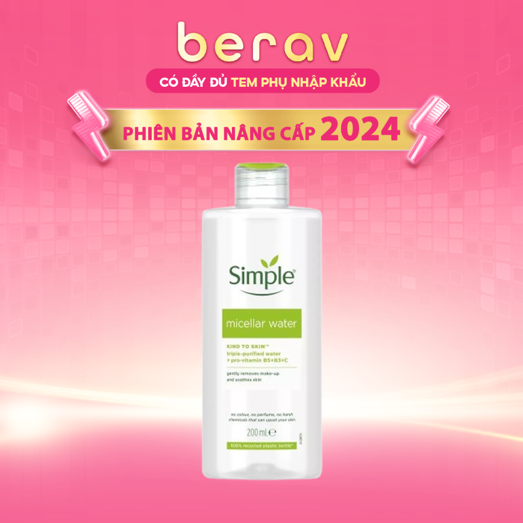 Ảnh Nước Tẩy Trang Simple Kind To Skin Micellar Water Sạch Sâu Dịu Nhẹ Da Nhạy Cảm 200ml 1