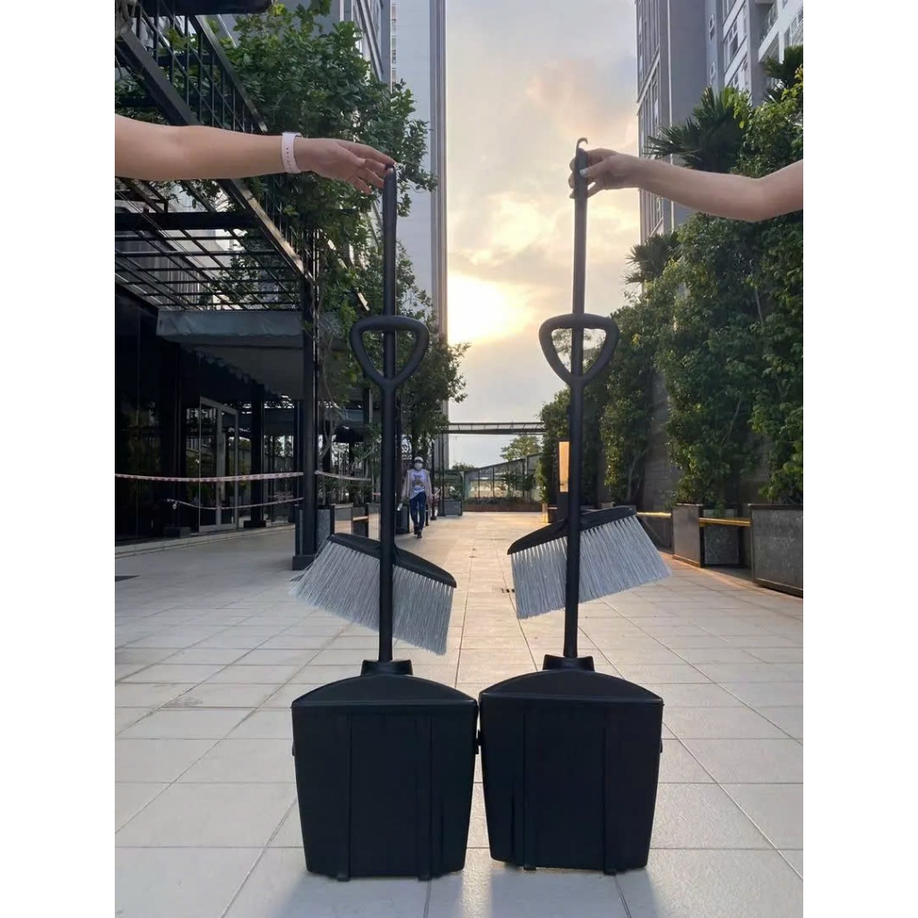 Bộ ky hốt rác có nắp đậy tránh gió và chổi nhựa quét rác | Shopee Việt Nam