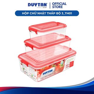 Hộp chữ nhật thấp bộ 3_TH01 DUY TÂN nhựa PP, hộp đựng thực phẩm bộ 3 kích cỡ