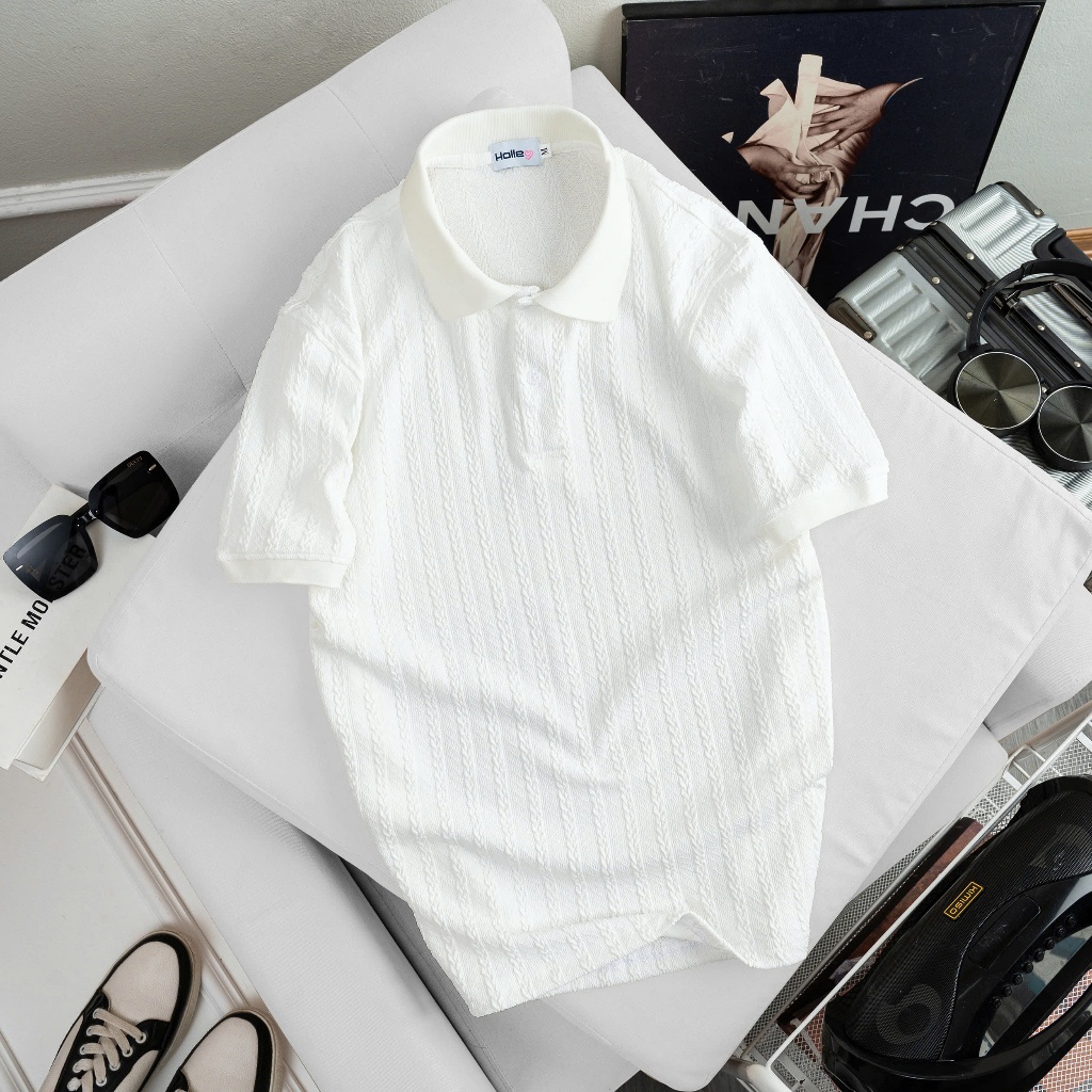 Áo Polo Len Trơn, Áo Polo Dệt Kim Tay Lửng, Áo Polo Cổ V Dệt Kim Cao Cấp Phong Cách Hàn Quốc Loại 1 Halley E23