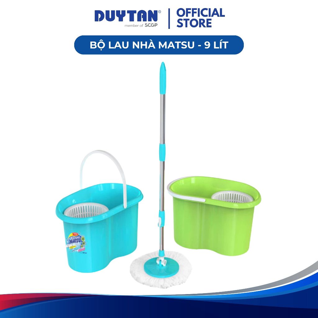 Bộ lau nhà 9 lít Matsu DUY TÂN xoay 360 độ, bông lau microfiber mịn, thấm hút