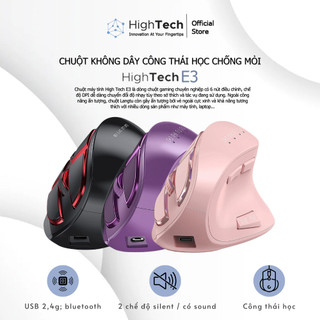 Chuột Không Dây Gaming/ Văn Phòng HighTech E3, Chuột Chống Mỏi LED Rgb USB 2.4GHz, Bluetooth
