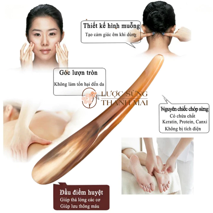 Dụng cụ diện chẩn bằng sừng, dụng cụ cạo gió mátxa day ấn huyệt lưu thông khí huyết, giảm căng thẳng – 3