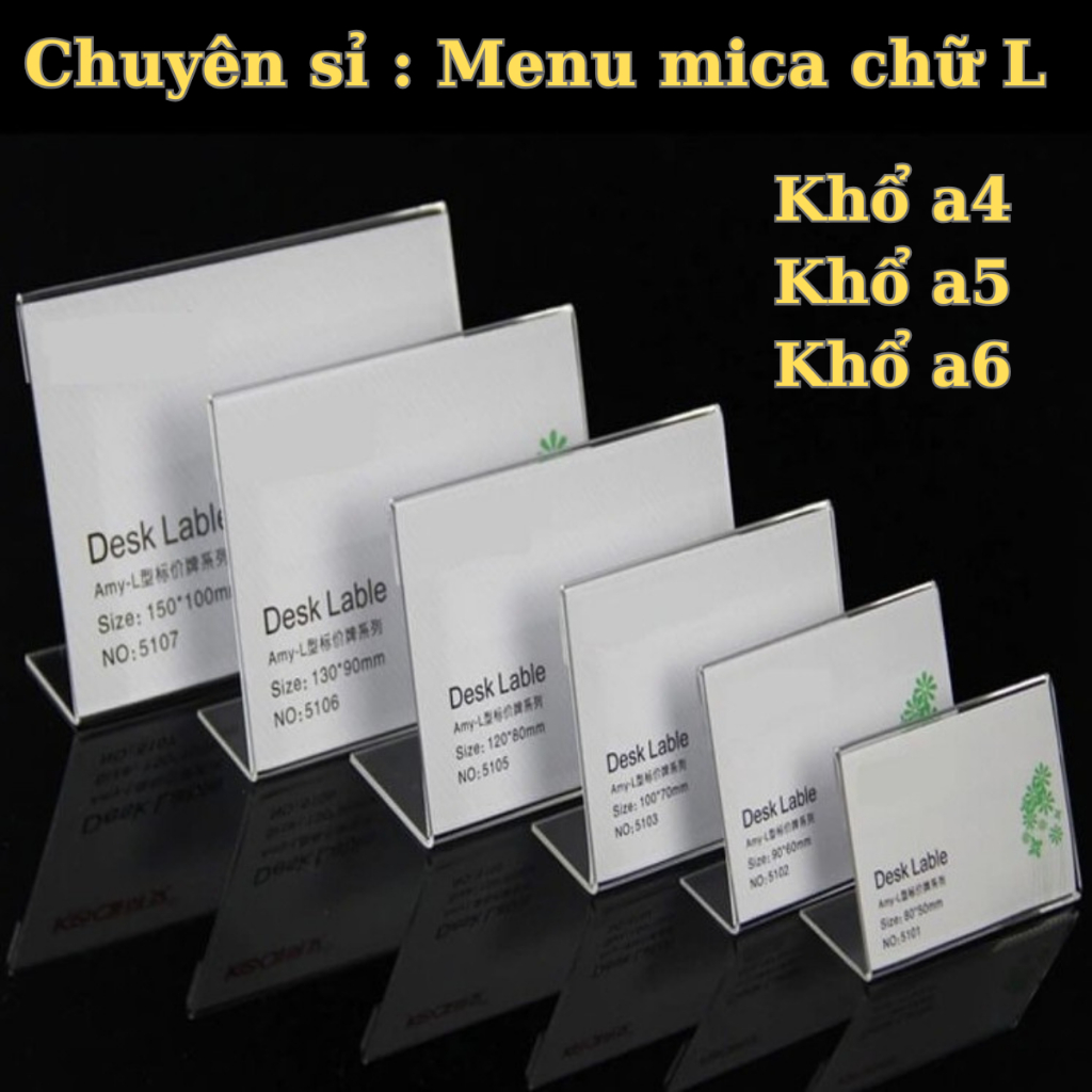 Menu mica chữ L - Menu Mica Standee Tentcard - Menu A4 A5 A6 - Menu ...