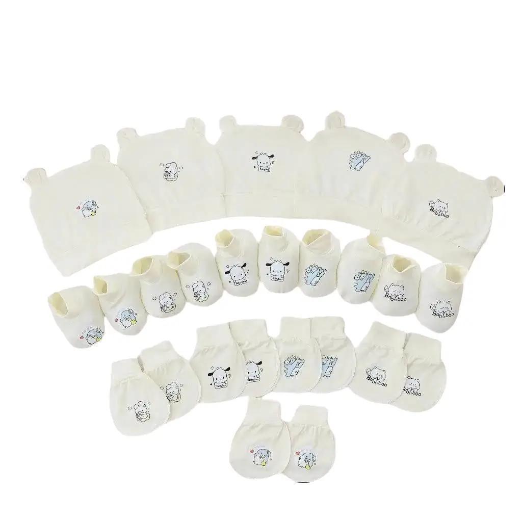 Sét mũ, bao tay, bao chân chất peptit Babyboo cho bé sơ sinh tai gấu cho bé sơ sinh TH02 - 3SBABY
