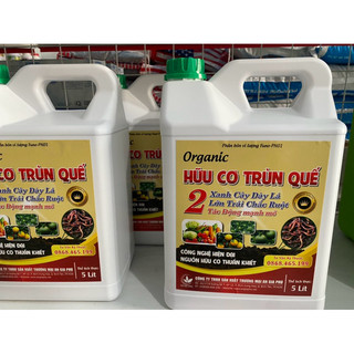 Phân bón hữu cơ Trùn Quế dạng nước Organic đậm đặc xanh lá, đậu bông,lớn trái cây ăn trái cây cảnh - Can 5 lít