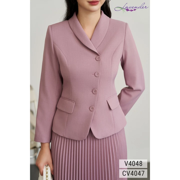 Set vest công sở nữ LAVENDER màu tím khoai môn, áo vest tay dài phối chân váy xếp ly V4048