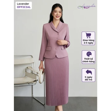 Set vest công sở nữ LAVENDER màu tím khoai môn, áo vest tay dài phối chân váy xếp ly V4048