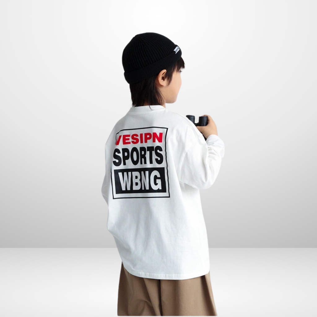 Áo Thun Dài Tay Xuân Thu Cho Bé Trai, Bé Gái In Hình Năng Động, Cổ Tròn | JJ Kids Fashion