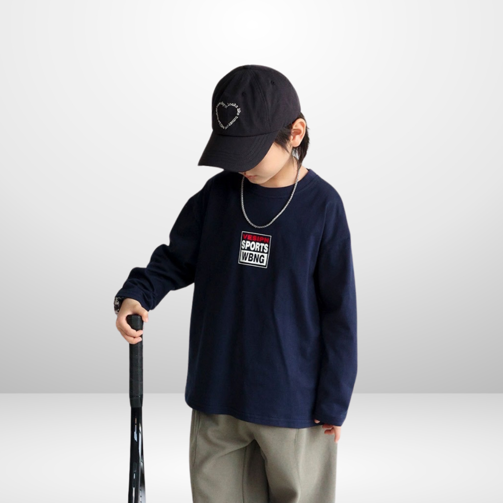 Áo Thun Dài Tay Xuân Thu Cho Bé Trai, Bé Gái In Hình Năng Động, Cổ Tròn | JJ Kids Fashion