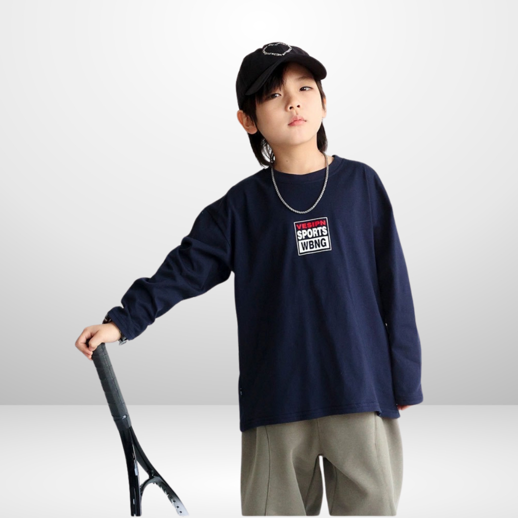 Áo Thun Dài Tay Xuân Thu Cho Bé Trai, Bé Gái In Hình Năng Động, Cổ Tròn | JJ Kids Fashion
