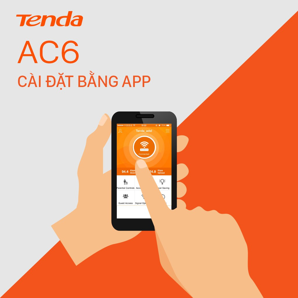 Ảnh Bộ phát Wifi Tenda AC6 Băng Tần Kép Chuẩn AC 1200Mbps - Hàng Chính Hãng 4