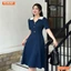 Đầm thiết kế BEMINE cổ kiểu dáng chữ A có nút phù hợp đi làm, đi dạo phố-MT9712
