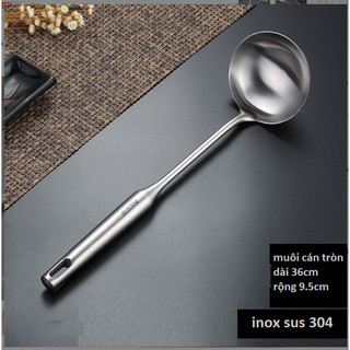 Gía Sỉ Muôi (Vá) Múc canh 36cm Inox 304 - Cán Tròn Dài Siêu Bền, Chắc Chắn Không Rỉ Sét