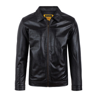 Áo da bò, áo da thật cao cấp loại 1 Fttleather Collar Jacket Cổ Bẻ Trơn Da Bò - AD401B