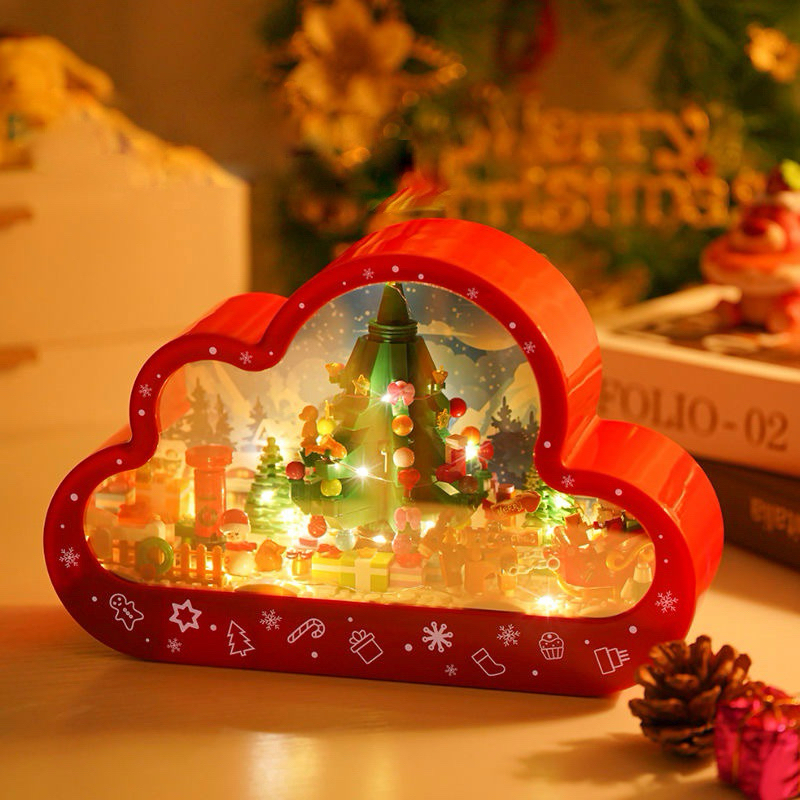 Đèn gương 2 chiều noel lego mô hình lắp cây thông giáng sinh handmade