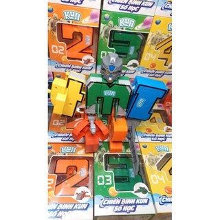 Combo chiến binh số học từ 1 tới 5. Robot biến hình mẫu 2024. Bộ lắp ráp đồ chơi robot.