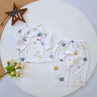 Bộ dài sơ sinh cột dây cao cấp chính hãng Bunny chất thun cotton cho bé 0-3 tháng