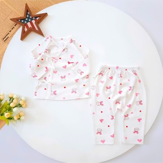 Bộ dài sơ sinh cột dây cao cấp chính hãng Bunny chất thun cotton cho bé 0-3 tháng