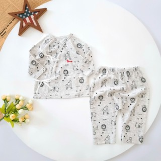 Bộ dài sơ sinh cột dây cao cấp chính hãng Bunny chất thun cotton cho bé 0-3 tháng