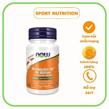 Viên uống Now Food Probiotic-10 50 tỷ lợi khuẩn, bổ sung lợi khuẩn, hỗ trợ tiêu hóa