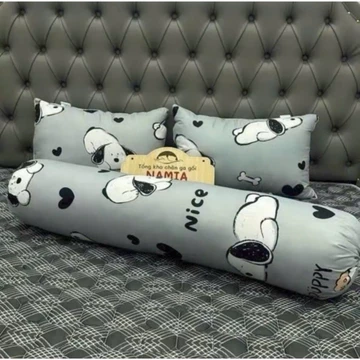 Combo 2 gối đầu + 1 gối ôm poly cotton cao cấp ruột gối nằm và ruột gối ôm hoạ tiết dễ thương