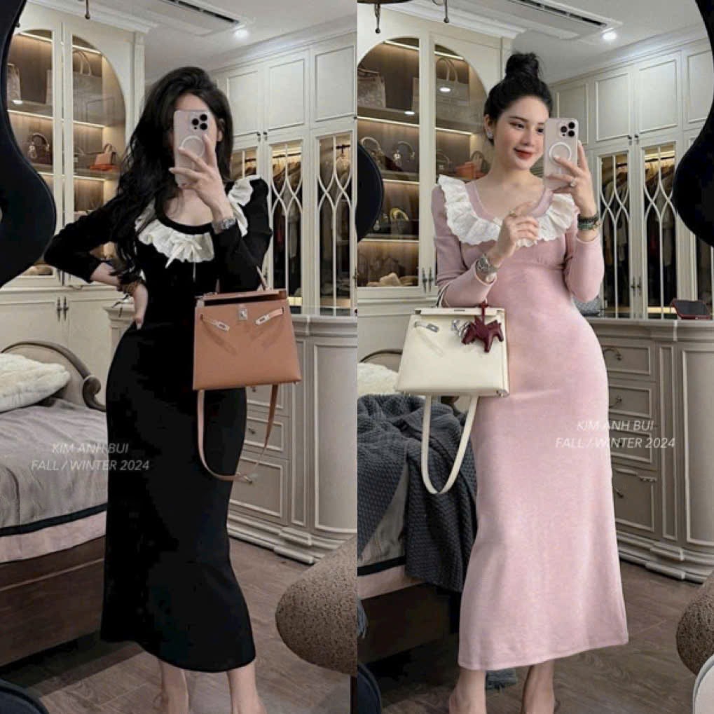 Váy Len Body Dáng Dài chất len lông thỏ đẹp, váy len dáng dài nữ cách điệu (A152)
