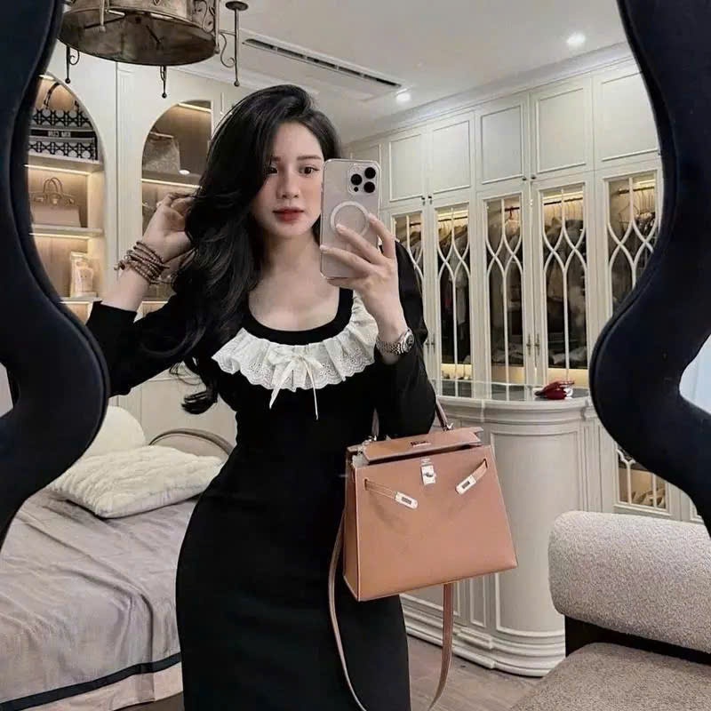 Váy Len Body Dáng Dài chất len lông thỏ đẹp, váy len dáng dài nữ cách điệu (A152)