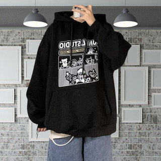 Áo hoodie ulzzang nam nữ unisex cặp đôi chui đầu chống nắng có nón in hoạt hình STUDIO - CHP 02 C1