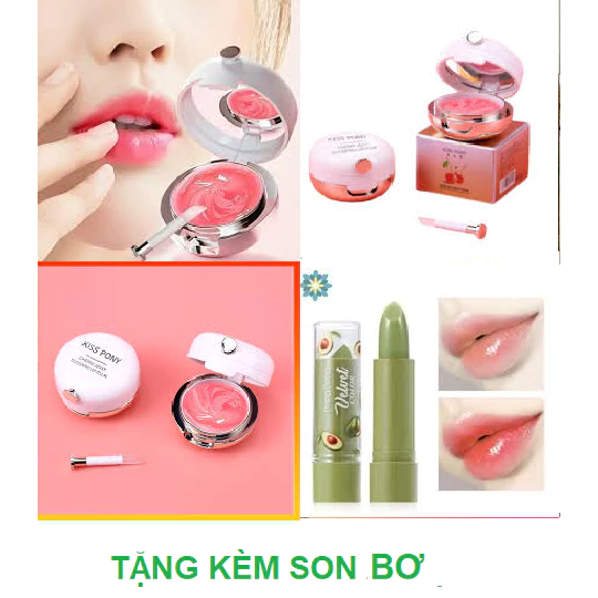 Combo Mặt Nạ Ủ Môi Dưỡng Hồng KISS PONY Giúp Môi Căng Mọng, Mềm Mịn, Tẩy Da Chết Cho Môi