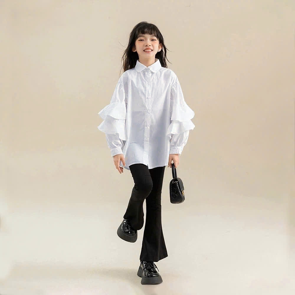 Áo sơ mi tay bèo  cho bé gái size đại BEESHOP D25067