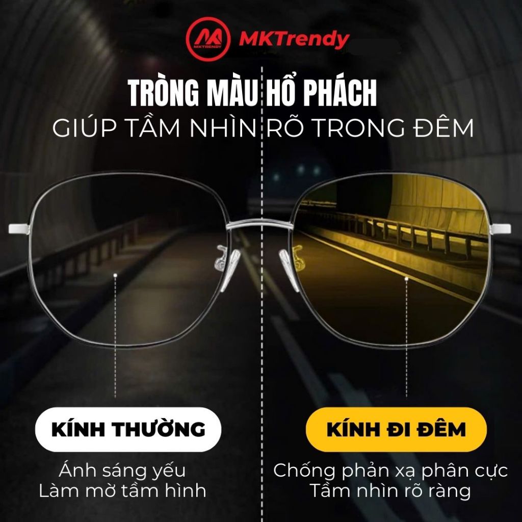Kính đi đêm ngày đổi màu bảo vệ mắt MKTRENDY nam nữ đi đường giúp tầm nhìn rõ nét chống tia UV chống bụi F1
