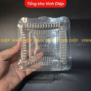 .100 hộp nhựa vuông HH5 dùng 1 lần đựng bánh bông lan trứng muối, hộp nhựa trong