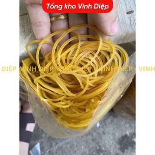 .100g dây chun nịt, vòng chun buộc cao su màu vàng dai đủ kích cỡ