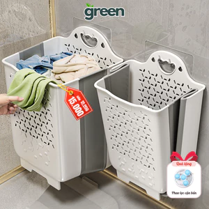Giỏ đựng quần áo nhà tắm thiết kế tay cầm treo tường có thể gấp gọn chất liệu nhựa dẻo TPR dày dặn