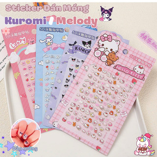 Sticker 3D Dán Móng Tay Cho Bé Dập Nổi Kuromi, Cún Trắng, HelloKitty, Loopy Nghệ Thuật Đồ Làm Nail Cho Bé