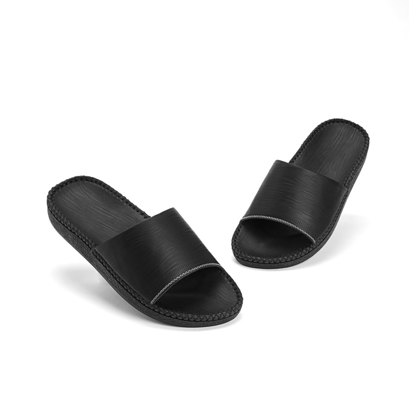 Ảnh Dép Quai Ngang Big Size Nam Genki Màu Đen Đế Cao Su Chống Trơn Trượt Đế Bằng 2