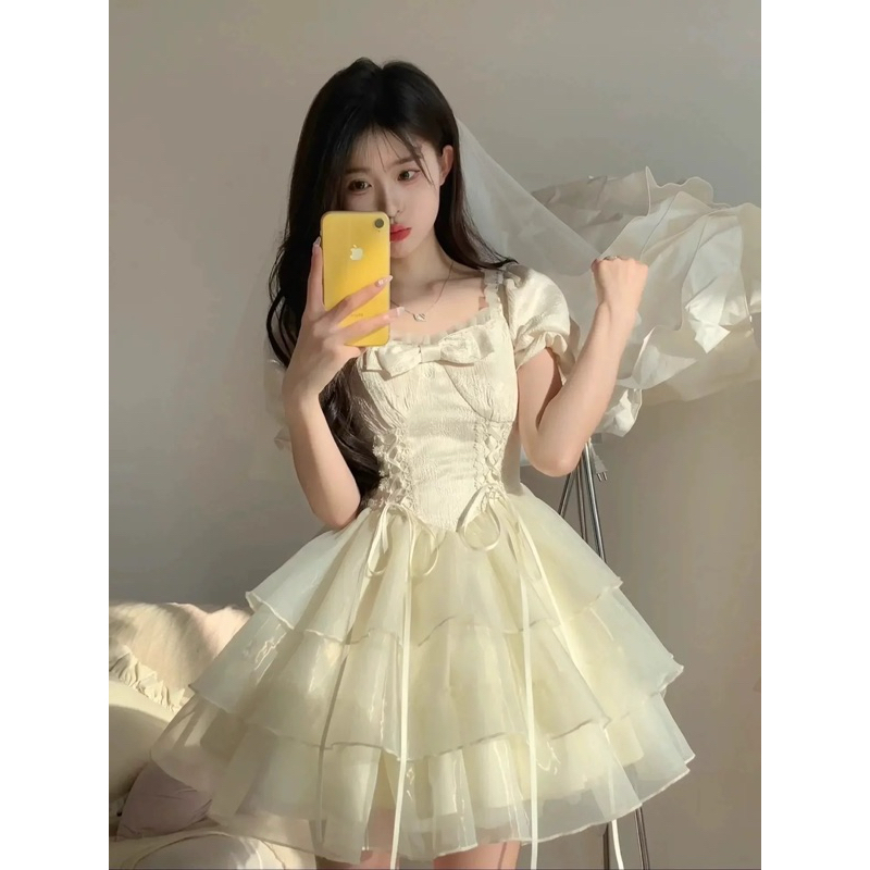 Đầm Công Chúa Tiểu Thư Xoè Ba tầng có điểm nhấn nơ ngực xinh xắn cho nàng dự tiệc, kỉ yếu, sinh nhật-[TLV15]-MeMe