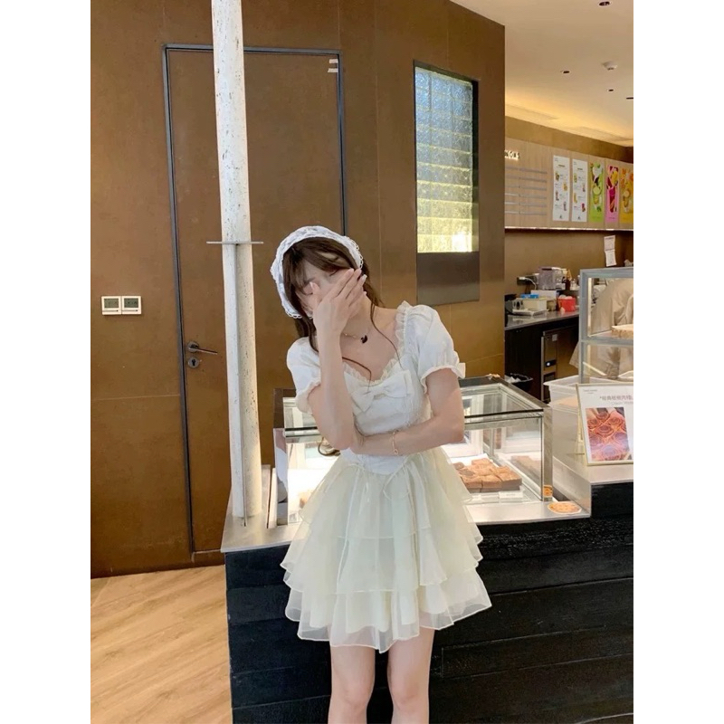 Đầm Công Chúa Tiểu Thư Xoè Ba tầng có điểm nhấn nơ ngực xinh xắn cho nàng dự tiệc, kỉ yếu, sinh nhật-[TLV15]-MeMe
