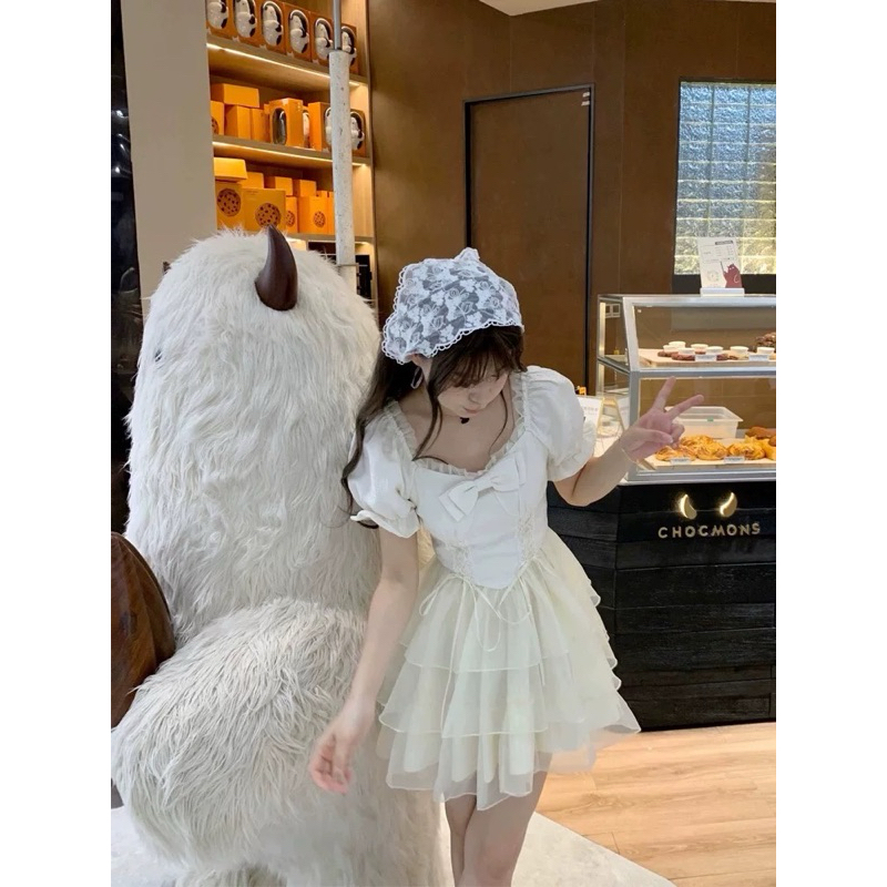 Đầm Công Chúa Tiểu Thư Xoè Ba tầng có điểm nhấn nơ ngực xinh xắn cho nàng dự tiệc, kỉ yếu, sinh nhật-[TLV15]-MeMe