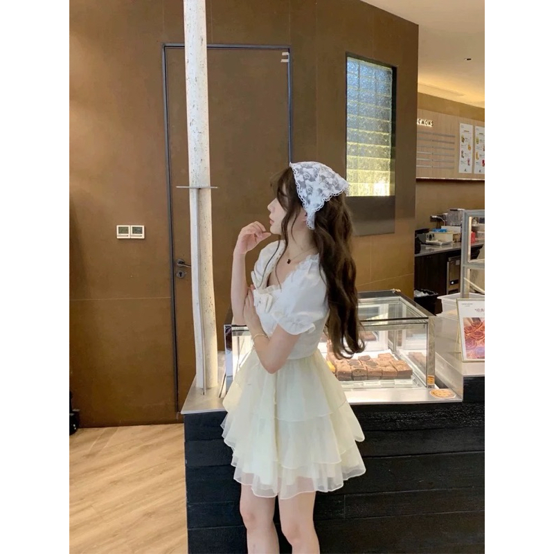 Đầm Công Chúa Tiểu Thư Xoè Ba tầng có điểm nhấn nơ ngực xinh xắn cho nàng dự tiệc, kỉ yếu, sinh nhật-[TLV15]-MeMe