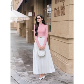 Chân Váy 𝐂𝐂𝐇𝐀𝐓 Xếp Ly Quạt Maxi Chất Mango Cao Cấp Thanh Lịch 13CDE2021LT