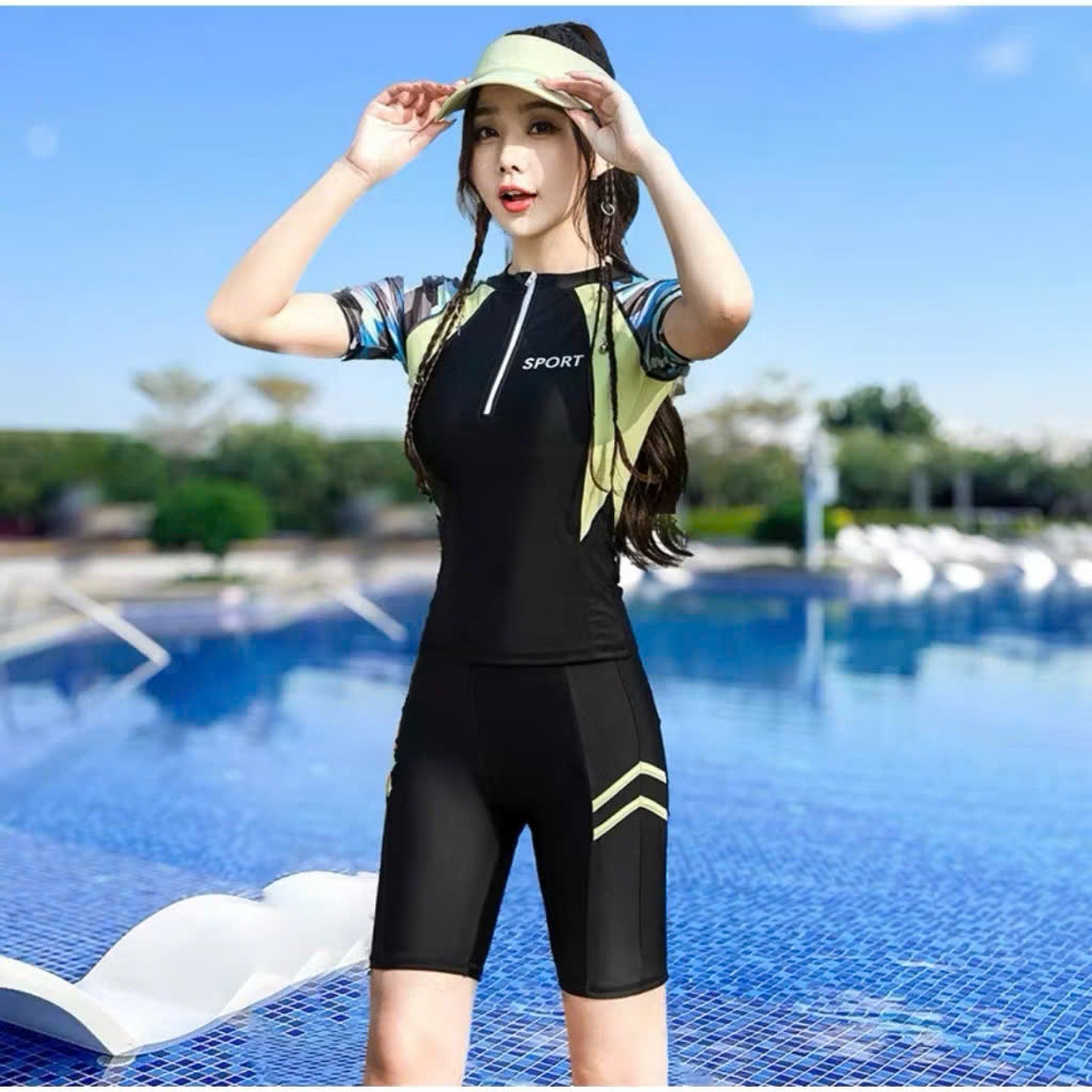 BKN 022  HCM[Size M,L,XL] Sét đồ bơi nữ bikini 2 mảnh tay ngắn quần lững kín đáo cao cấp,co giãn thoải mái, HAN.T Shop