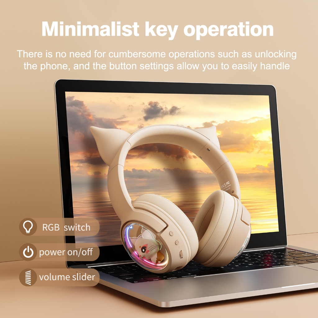 Tai Nghe Gaming Tai Mèo ONIKUMA B5 Bluetooth, Micrô, Đèn RGB Và Thiết Kế Hoạt Hình 3D
