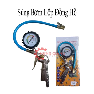 Súng Bơm Lốp Ô Tô, Xe Máy Có Đồng Hồ Bơm Áp Suất
