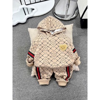 BỘ NI DA CÁ  CÓ MŨ GẤU ĐEN NÂU KEM XÁM ĐÁ SIZE 6-18KG