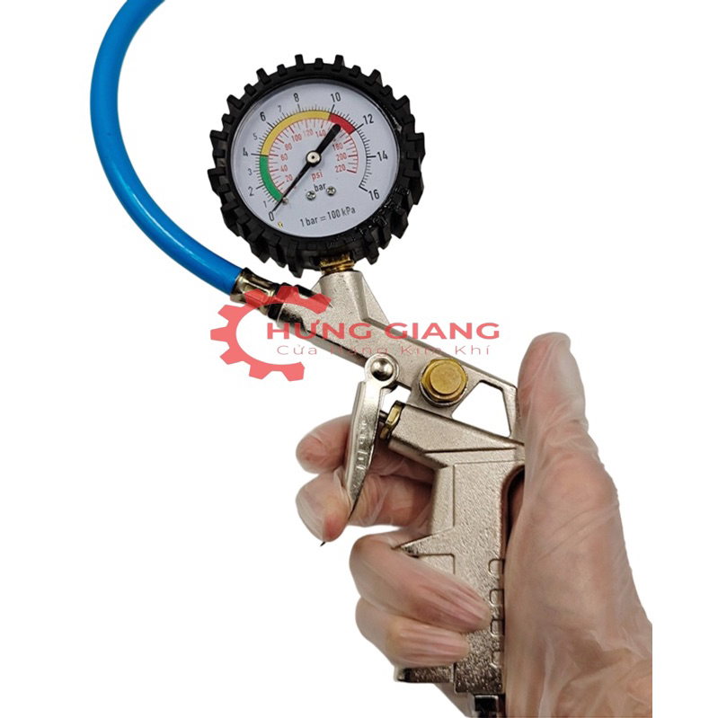 Súng Bơm Lốp Ô Tô, Xe Máy Có Đồng Hồ Bơm Áp Suất